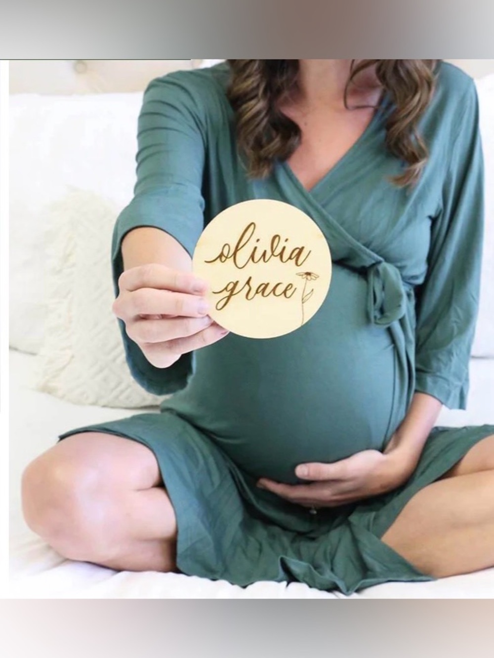 Caden Lane Emerald Green Bamboo Knit Maternity Robe One size Pregnancy nursing